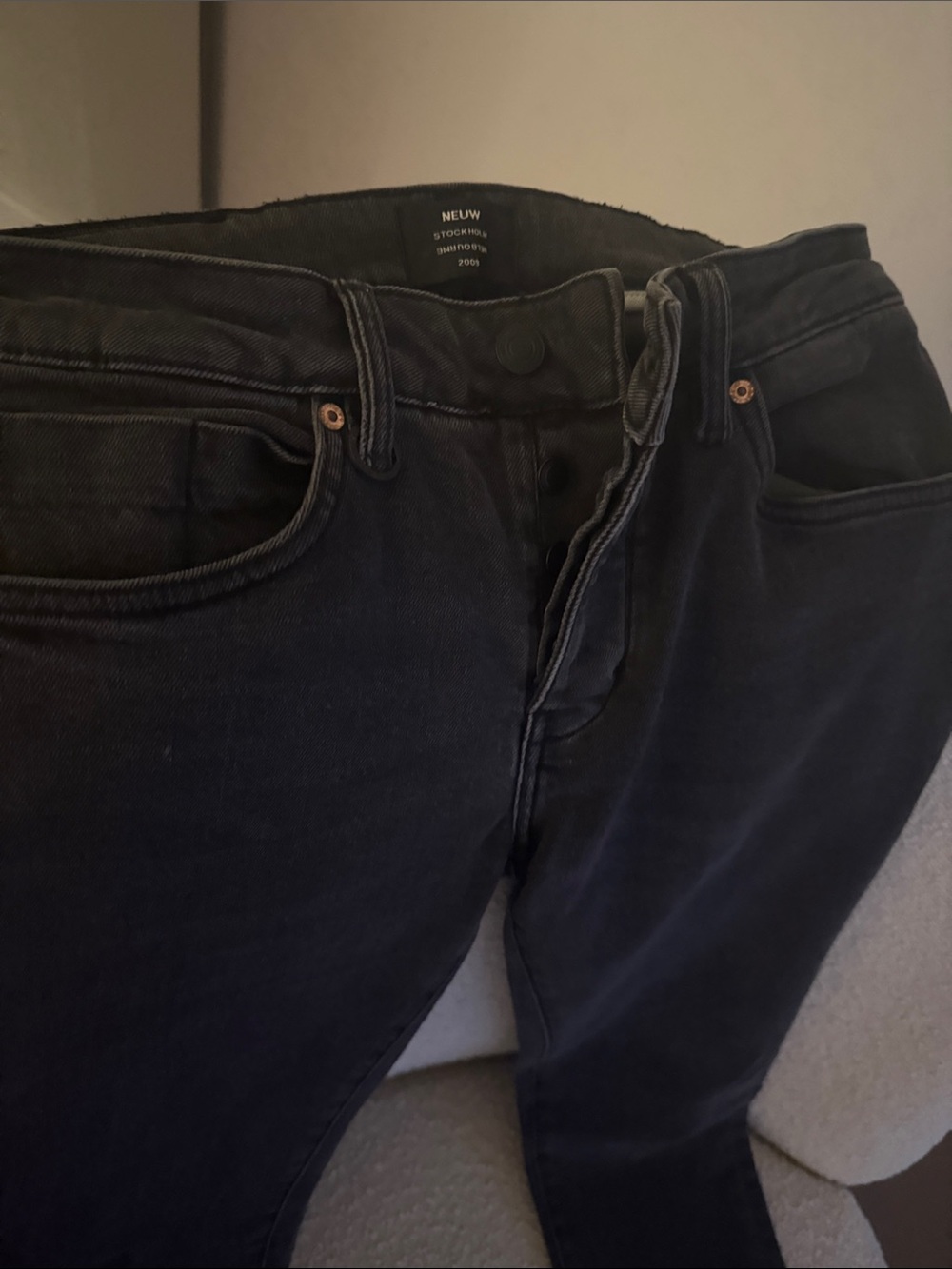 Neuw Black Button-Fly Slim Jeans